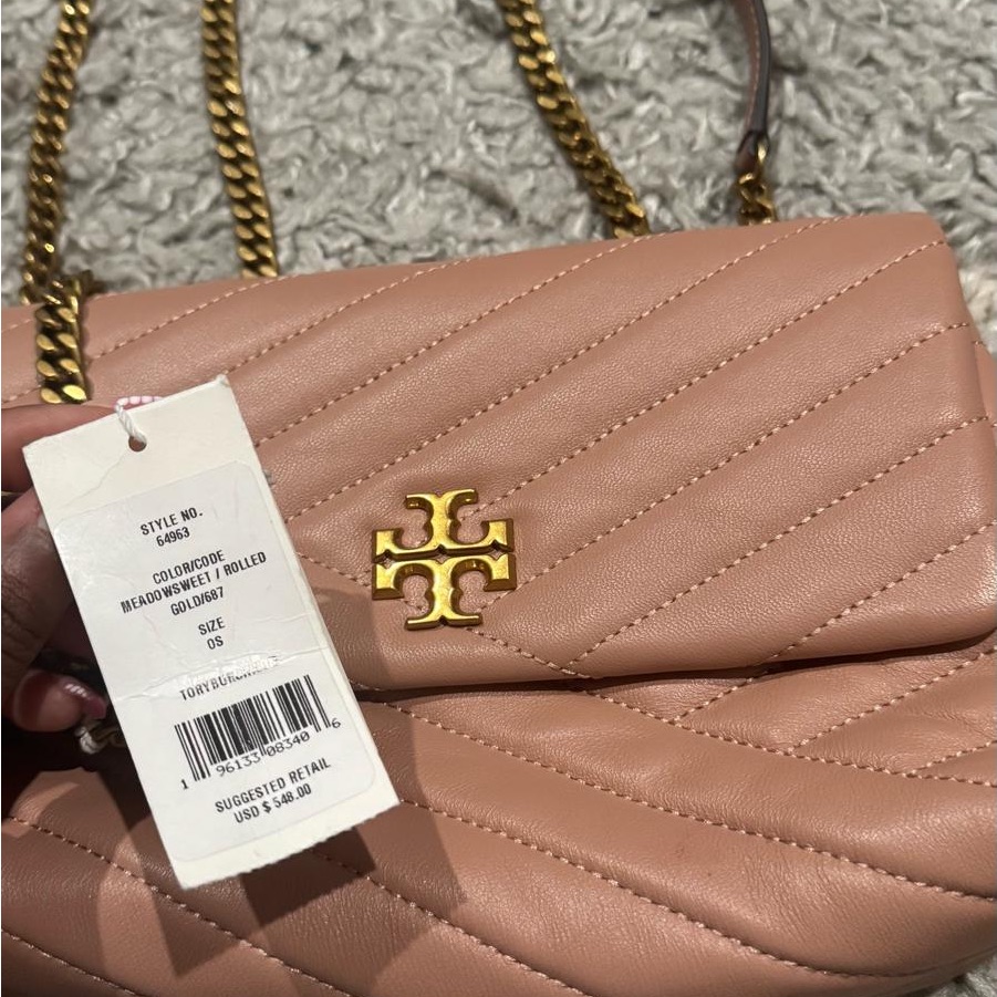 New Tory Birch Kira Chevron Meadowsweet Pink Small Convertible Shoulder Bag